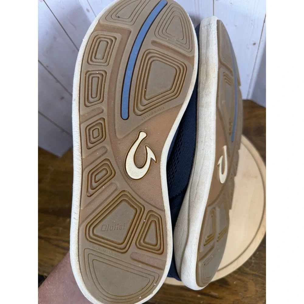 OluKai Sneakers Mens 11.5 Blue Moku Pae Boat Shoes Mesh Breathable Drop-In Heel